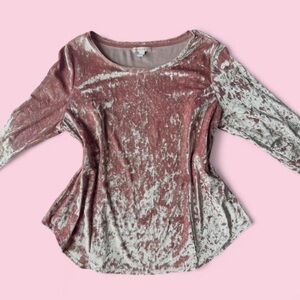 Velvet 3/4 Sleeve Top - Baby Pink